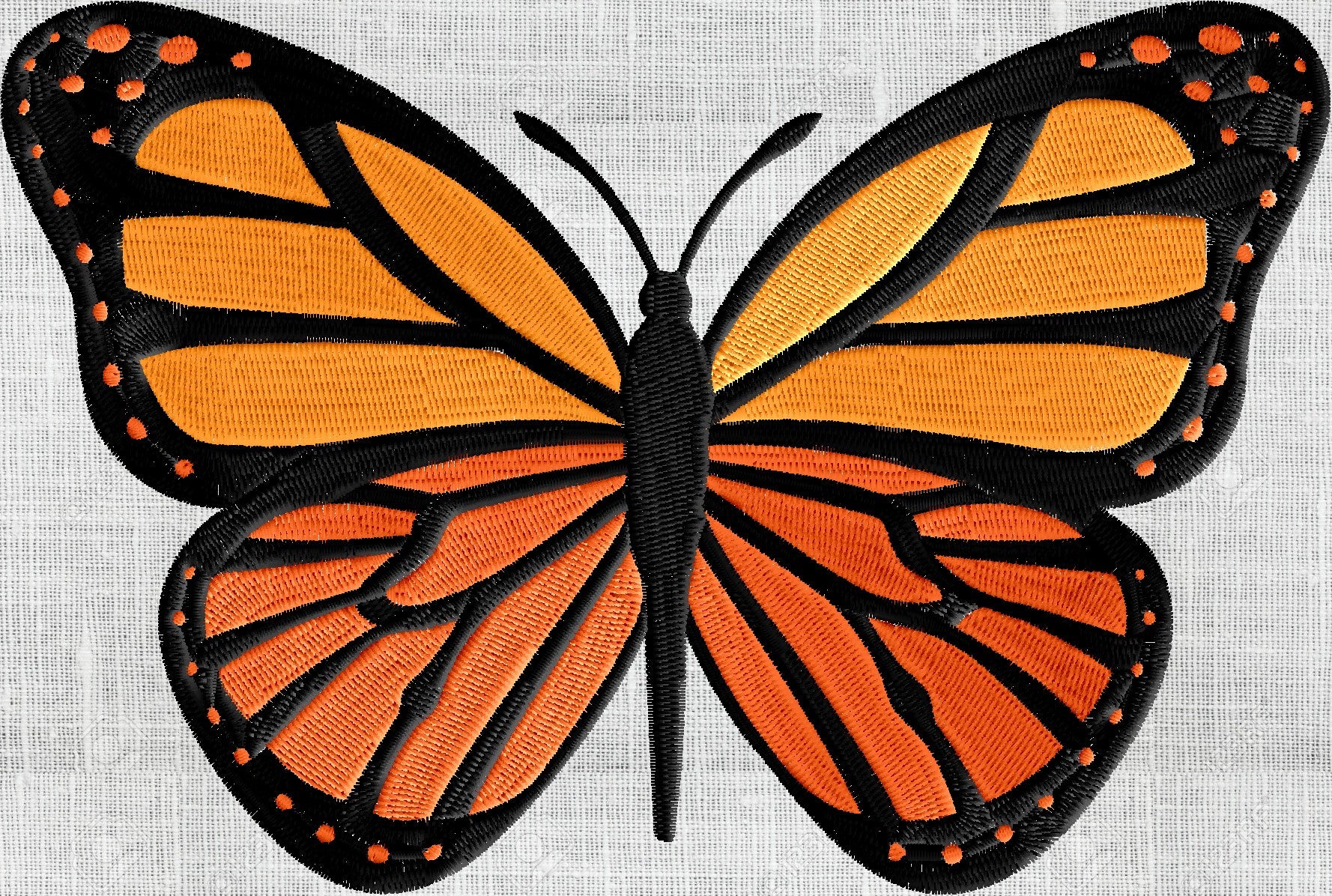 Monarch Butterfly - EMBROIDERY DESIGN file - Instant download Exp Jef Vp3 Pes Dst Hus formats - 2 sizes & 3 colors