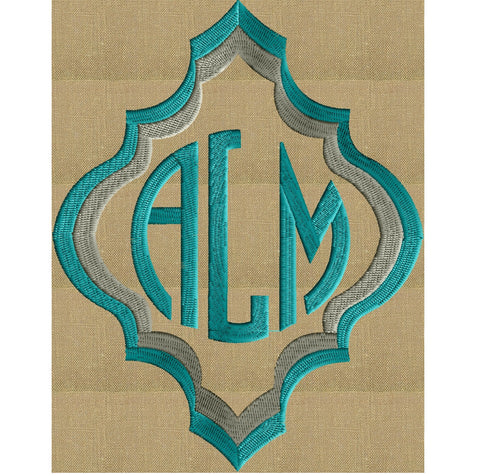 Moroccan Quatrefoil Font Frame Monogram Embroidery Design - Font not included - Instant download - Hus Dst Exp Vp3 Jef Pes formats