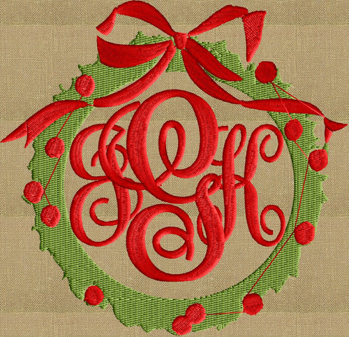 Wreath Font Frame Monogram Embroidery Design
