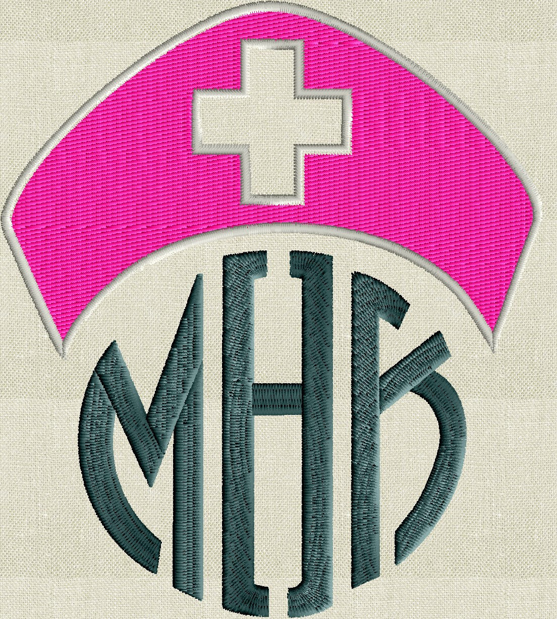 Nurse Hat Font Frame Monogram Design - EMBROIDERY DESIGN FILE