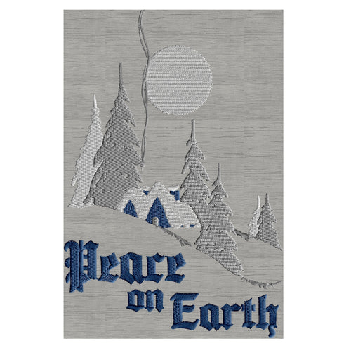 Christmas Village snow scene "Peace on Earth" EMBROIDERY DESIGN FILE Instant download 5x7 frame or larger - Hus Exp Xp3 Dst Jef Pes formats