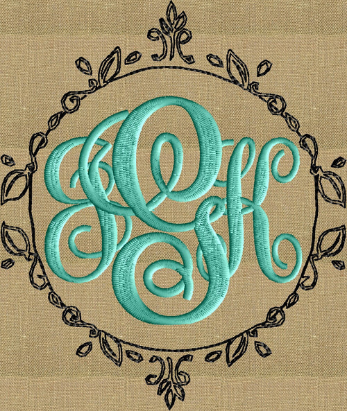 Pen and Ink Frame Monogram -Font not included - EMBROIDERY DESIGN - Instant download 2 sizes Vp3 Hus Dst Exp Jef Pes file formats