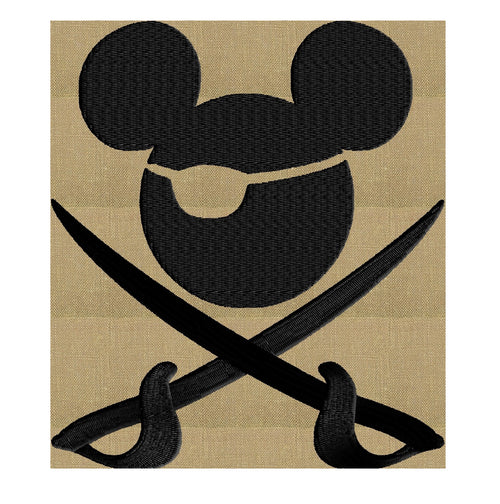 Pirate Mickey Ears Embroidery Design - EMBROIDERY Design FILE - Instant download - 2 sizes - Dst Hus Jef Pes Vp3 Exp formats