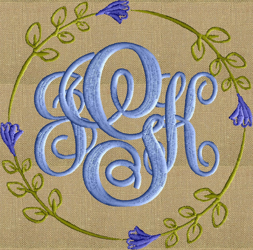 Pretty Posy Font Frame Monogram Design -Font not included - EMBROIDERY DESIGN FILE - Instant download - Vp3 Hus Dst Exp Jef Pes formats