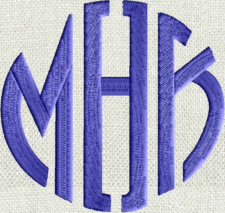 Round Block Monogram Font Embroidery File - 26 Letters -2.75 inches tall EMBROIDERY DESIGN FILE Instant download Dst Hus Jef Pes Exp Vp3 format