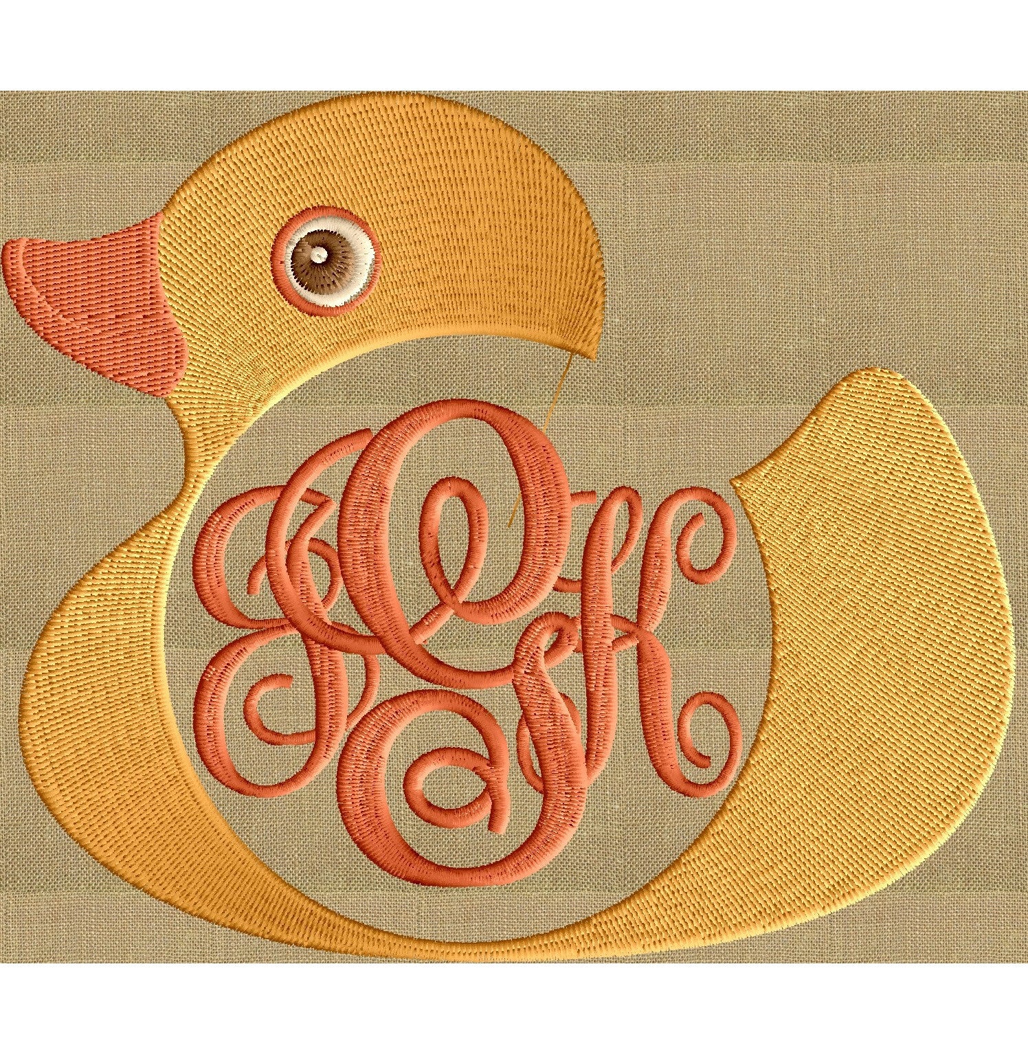 Duck - Retro Rubber Ducky Frame Monogram EMBROIDERY DESIGN -Font not included - animals