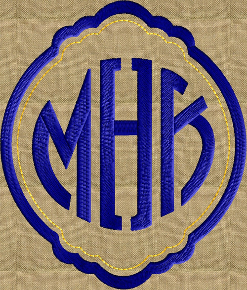 Scallop Circle Font Frame Monogram Design -Font not included - EMBROIDERY DESIGN FILE - Instant download - Hus Dst Exp Jef Pes formats