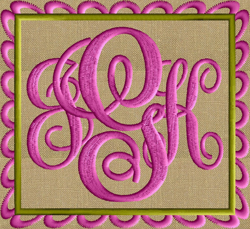 Scallop Square Frame Design  - EMBROIDERY DESIGN FILE - Instant download - Dst Hus Jef Pes Exp formats