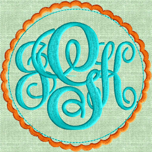 Scalloped Circle Frame Design  - EMBROIDERY DESIGN FILE - Instant download - Dst Hus Jef Pes Exp formats