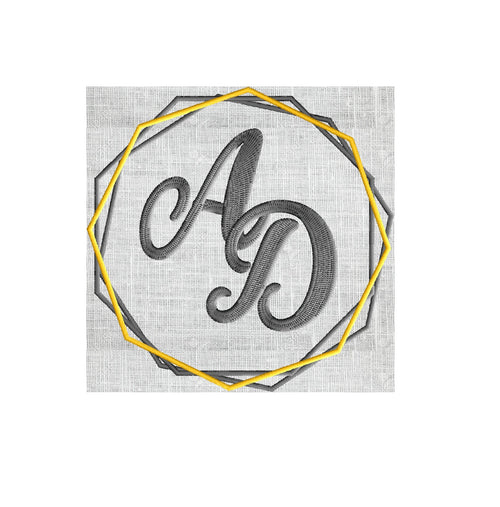 Simple Geo Font Frame Monogram Design -Font not included - EMBROIDERY DESIGN FILE - Instant download - Hus Dst Exp Jef Pes Vp3