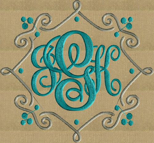 squiggle Scroll Font Frame Monogram Design EMBROIDERY DESIGN FILE