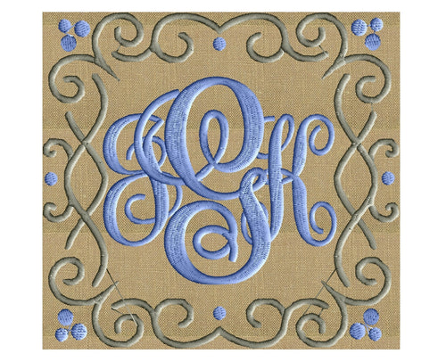 Squiggle Square Font Frame Monogram Design File - Instant Download