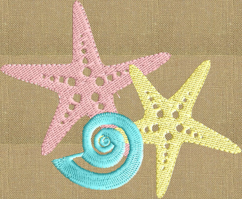 StarfishFish w Shell EMBROIDERY DESIGN FILE - Instant download - fun stuff