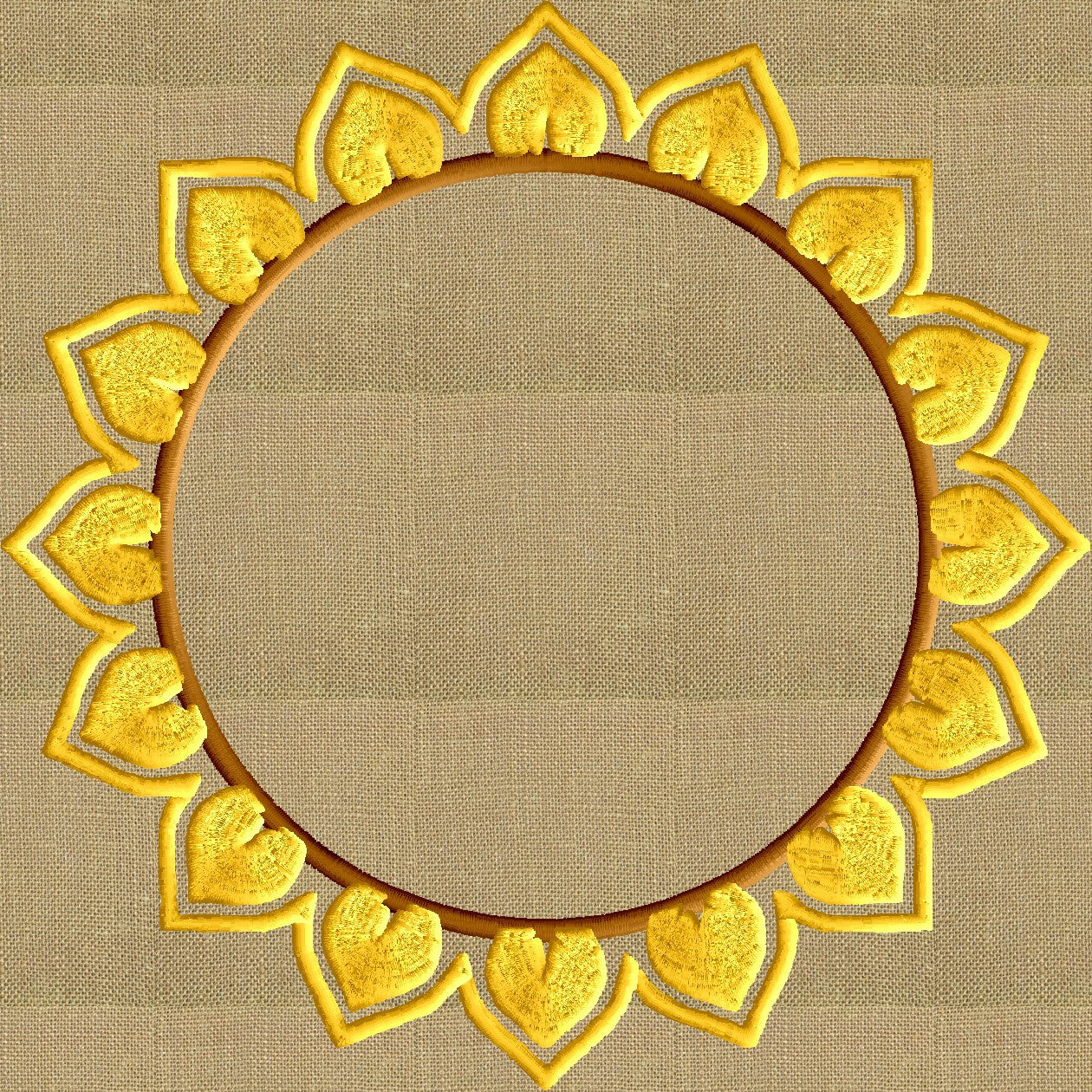 Sunflower Floral Font Frame Monogram Embroidery Design
