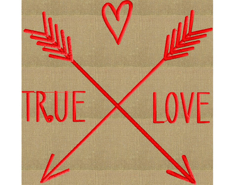 Font Frame Arrow Heart "True Love" Design - EMBROIDERY DESIGN FILE - Instant download - Dst Hus Jef Pes Exp Vp3 formats