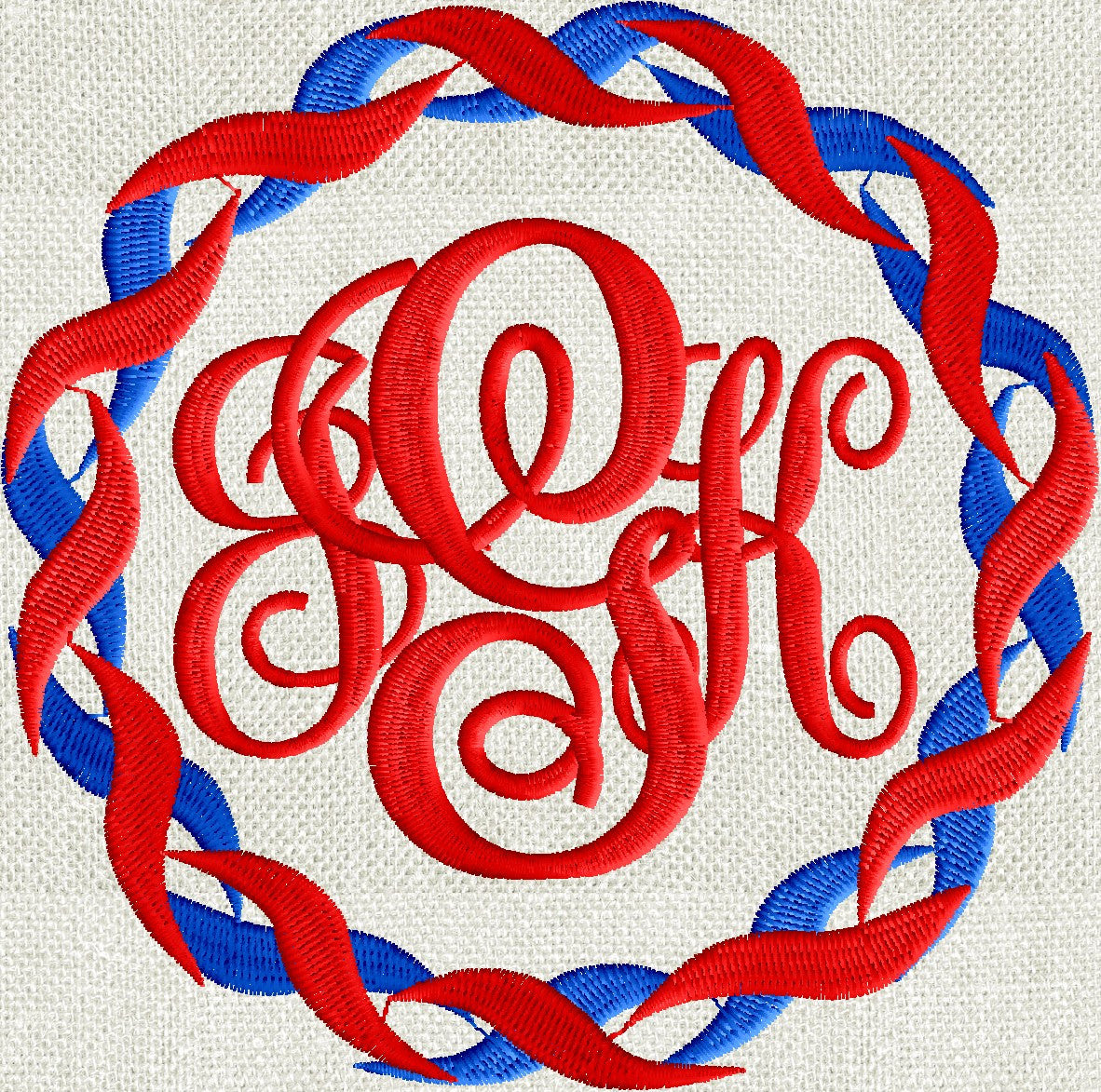 Twist Circle Font Frame Monogram Design EMBROIDERY DESIGN FILE