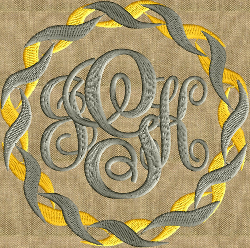 Twist Circle Font Frame Monogram Design EMBROIDERY DESIGN FILE