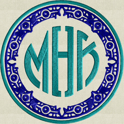 Venitian scroll Font Frame Monogram Design - EMBROIDERY DESIGN FILE